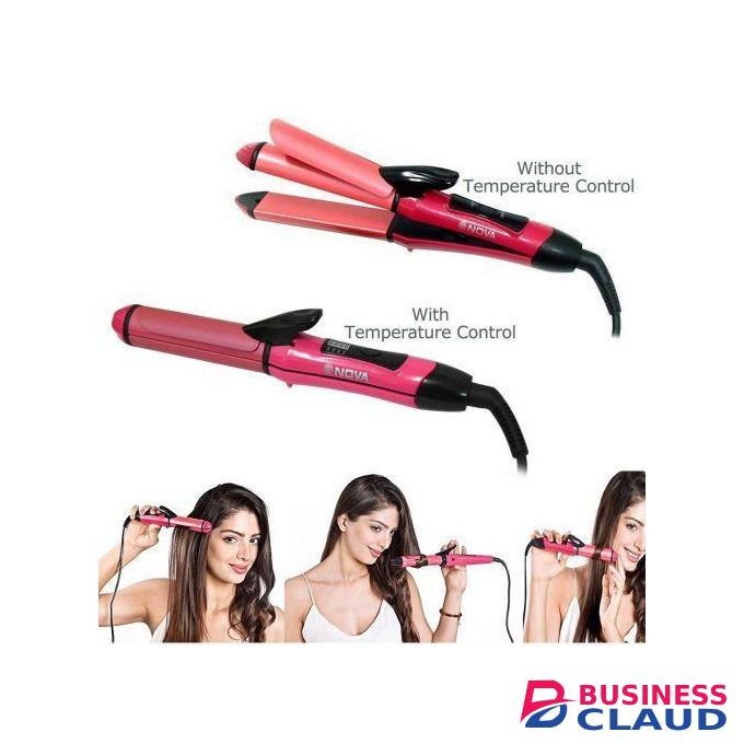 2 In 1 Hair Straightener And Curler With Hand Dryer - Pink+ Free Professional Hair Dryer