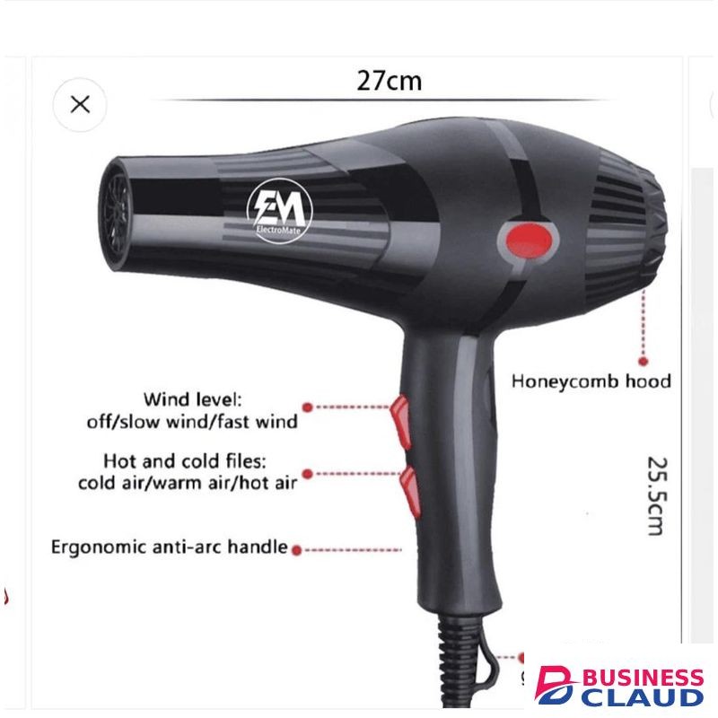 ElectroMate Electro mate hair dryer 2200w blow-dry black