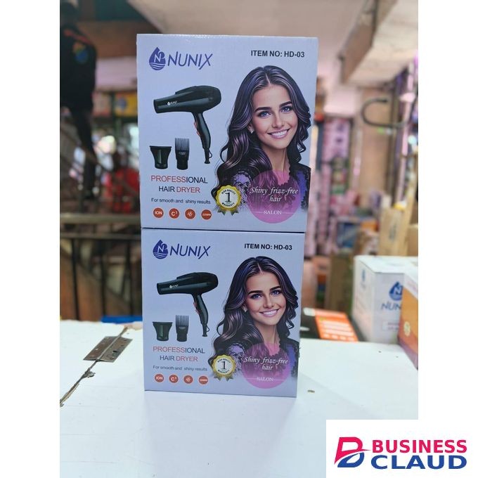 Nunix HD-03 Professional Hair Dryer, 2200W Powerful Fast Drying, Dual Heat & Speed Settings, Cold Shot, Ceramic Tourmaline Technology, Lightweight Salon-Grade Styling Tool for All Hair Types