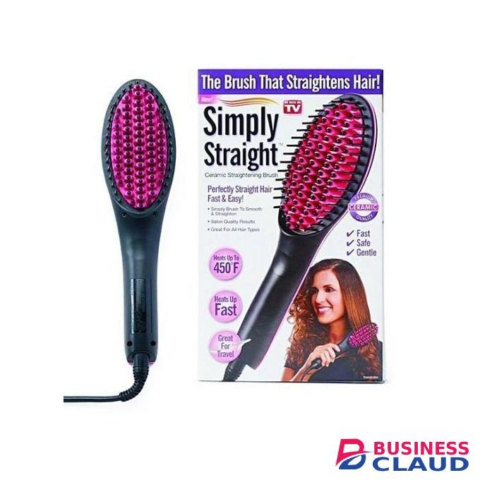 Simply Straight Hair Straightener Temperature Control Brush + 4way Extension