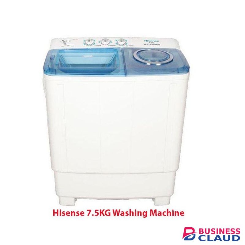 Hisense Top Load Washing Machine , 7.5KG Twin Tub, White, WSQB753W (2YRS WRTY)