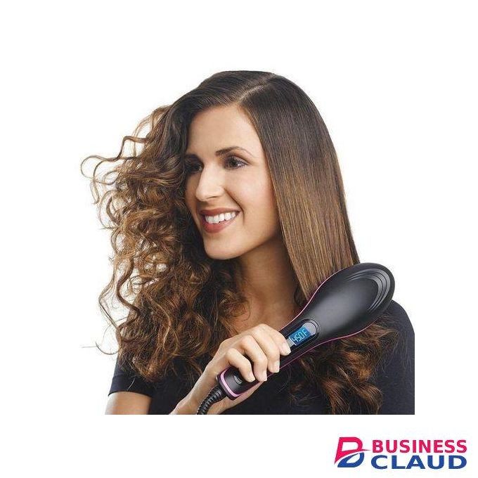 Comb Blowdry Hair Straightener Brush Electric Hand Hair Blow Dryer Black