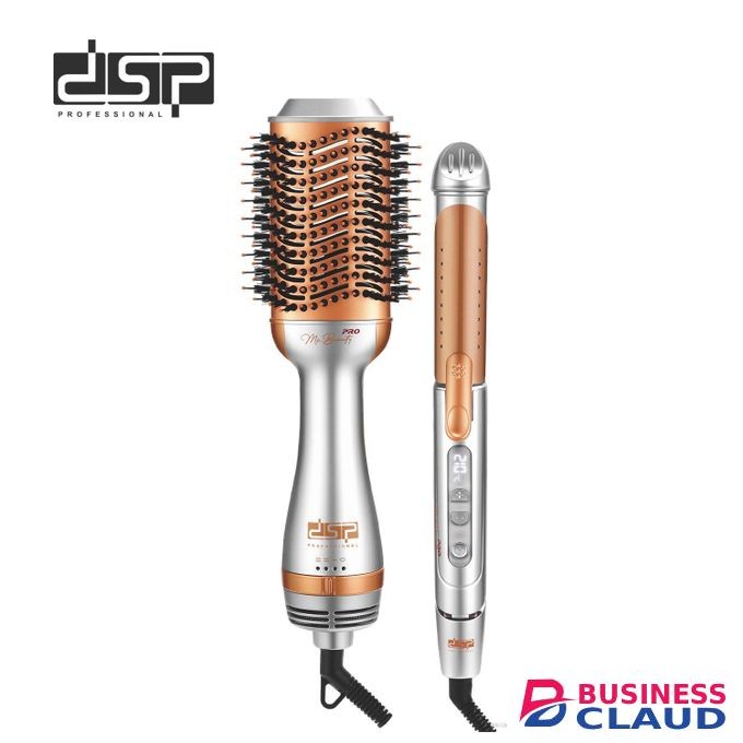 Dsp Professional 2-in-1 Hair Styling Set, 1200W Hair Dryer Brush & Curling Iron with 10 Temp Settings-Volumiser +ultra curler