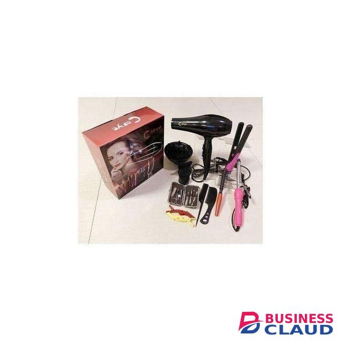 Canye 12 pieces Hair Blow-dryer With Shockproof External Body- hair Accessories, Tongs, Curls difusser, flat iron,Combs & clips