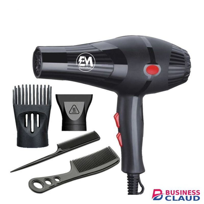 ElectroMate Blow Dryer Hair Blower 2200W With 3 Speed, Temperature Settings, Black In Color