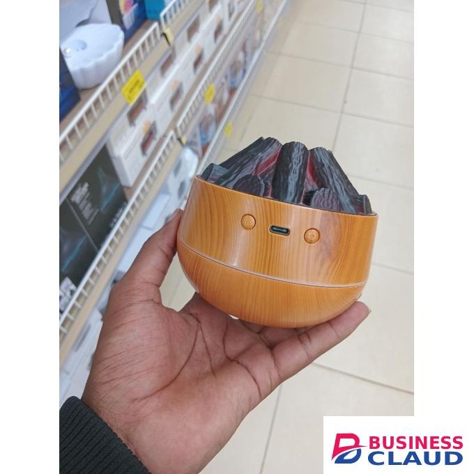 Mini Campfire-Inspired LED Humidifier & Aroma Diffuser – Wood Finish, Mist Effect, Mood Lighting
