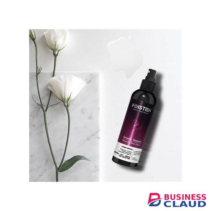 Foisten Heat Protection Spray for Frizz Control-Keratin Smooth Defence Spray Prevents Damage from Straighteners, Curling Irons & Blow Dryers Enriched with Vitamin and Argan Oil-260mL + Free Edge Brush.