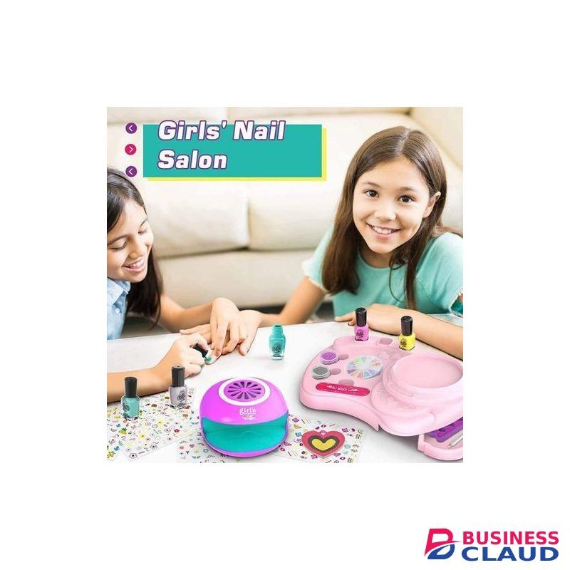 Nail Polish Set for Girls Ages 7-12, Kids Nail Art Studio Kit, Non Toxic Quick Dry Nail Polish, Nail Dryer, Storage Desk, Glitter, Cool Girls Stuff, Birthday Gifts Ideas 8 9 10 11 Years Old