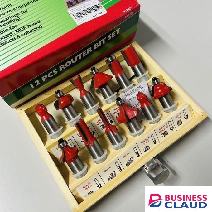 Carbide Router Bits - 12 Piece Router Bit Set with 1/2-Inch Shank for Doors ,Tables ,Shelves ,Cabinets ,DIY Woodwork