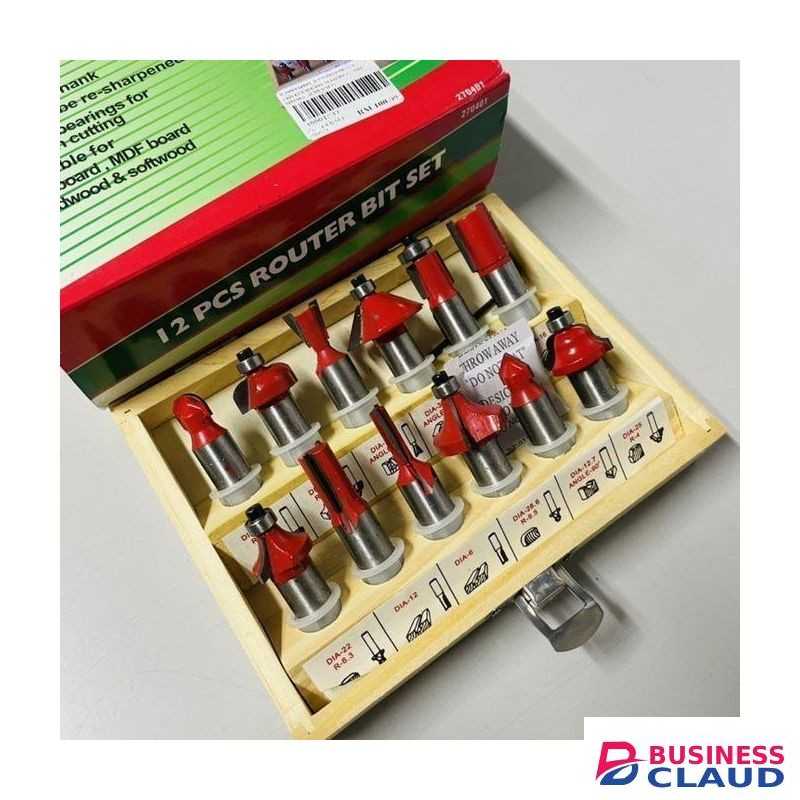 Carbide Router Bits - 12 Piece Router Bit Set with 1/2-Inch Shank for Doors ,Tables ,Shelves ,Cabinets ,DIY Woodwork