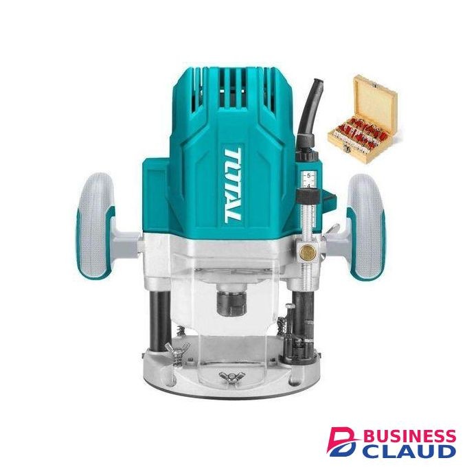 TOTAL Electric Wood Router Plunge Machine 1600Watts Plus Free Multifunctional 12 Pieces Router Bits for Professional Wood Working and DIY Improvements.