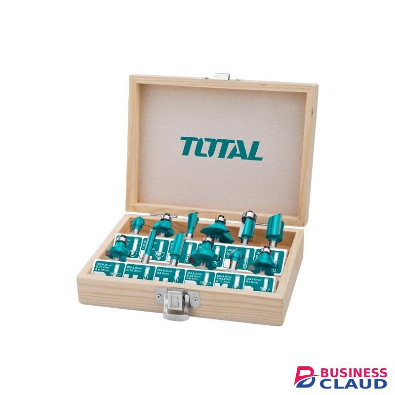 12-Piece Tungsten Carbide Router Bit Set (for Wood, Shank Ø 8 mm, Accessory Routers)