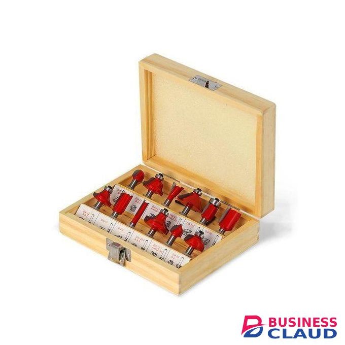 TOTAL 2200W Industrial Electric Wood Router + Free 12 Pieces Router Bits for Professional Woodworking, DIY, Plunging, Edge Forming, Slot Cutting, Laminate Trimming and Dovetail Cutting. 2200W.