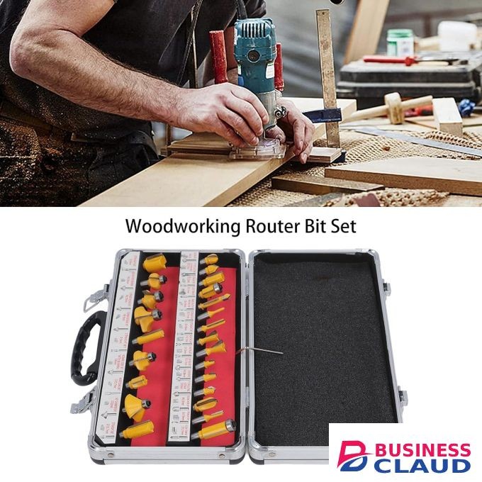 24 Pieces Router Bit Set 8mm Shank Woodworking Milling Cutter Kit Wood Trimming Grooving Chamfering Tools Wood Routers Kit Woodworking Tools for Home Improvements and DIY