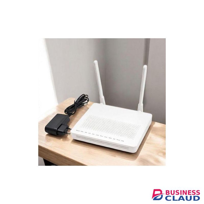 XPON GPON ONU FTTH Fiber Router with High Speed Internet, Dual Antennas and Compact White Design