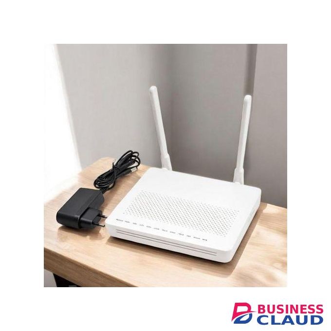 XPON GPON ONU FTTH Fiber Router with High Speed Internet, Dual Antennas and Compact White Design