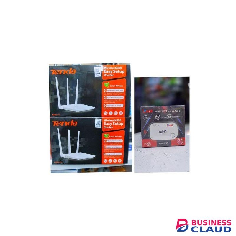 Tenda Wireless N300 WiFi Router + Portable BVOT 4G LTE MiFi. Stay connected anytime, anywhere