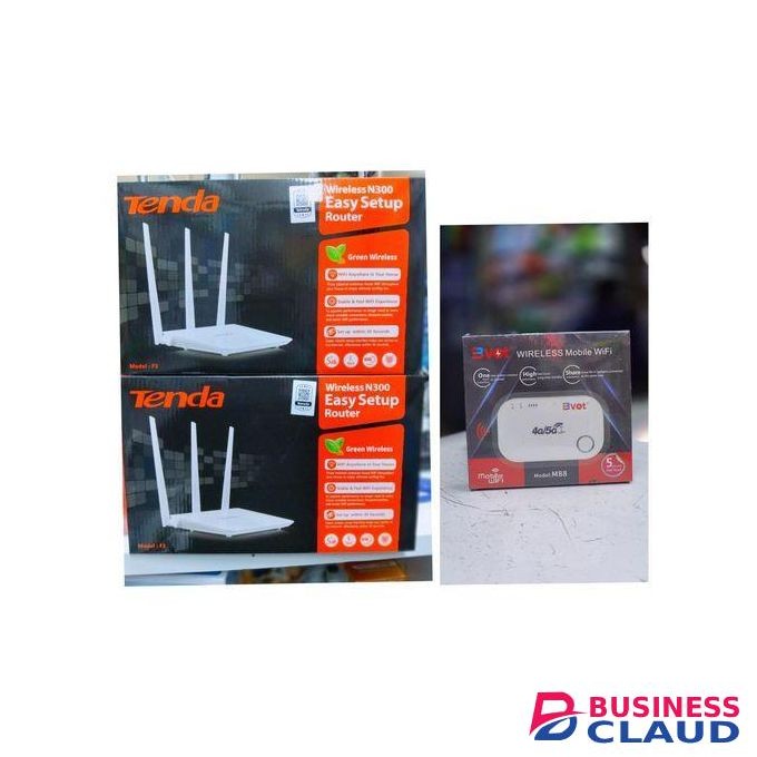 Tenda Wireless N300 WiFi Router + Portable BVOT 4G LTE MiFi. Stay connected anytime, anywhere