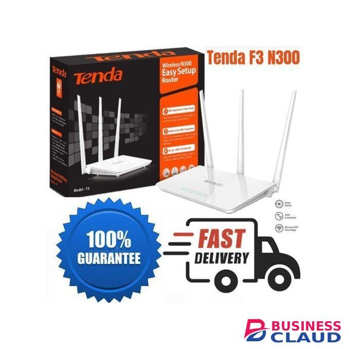 tenda F3 N300 Wireless Router - 300Mbps Fast WiFi, 3 Antennas