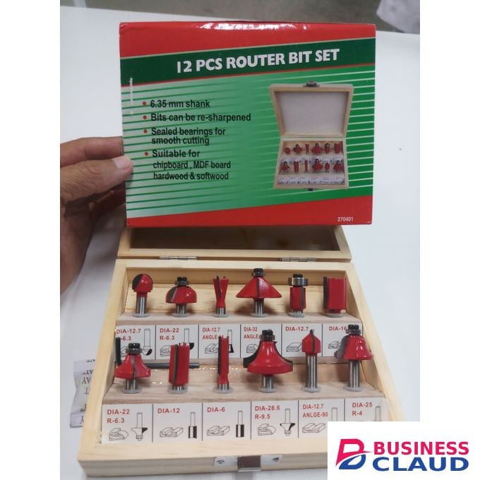 12pcs Shank Router Bit Set Trimming Straight Corner Beading Bits For Wood Milling Cutter Carbide Cutting Woodwork
