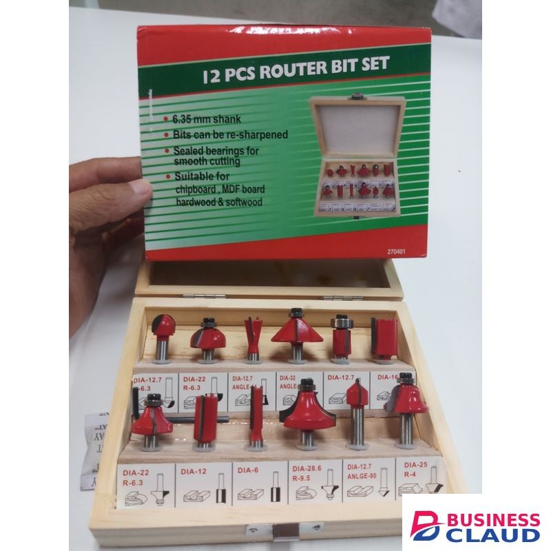 12pcs Shank Router Bit Set Trimming Straight Corner Beading Bits For Wood Milling Cutter Carbide Cutting Woodwork