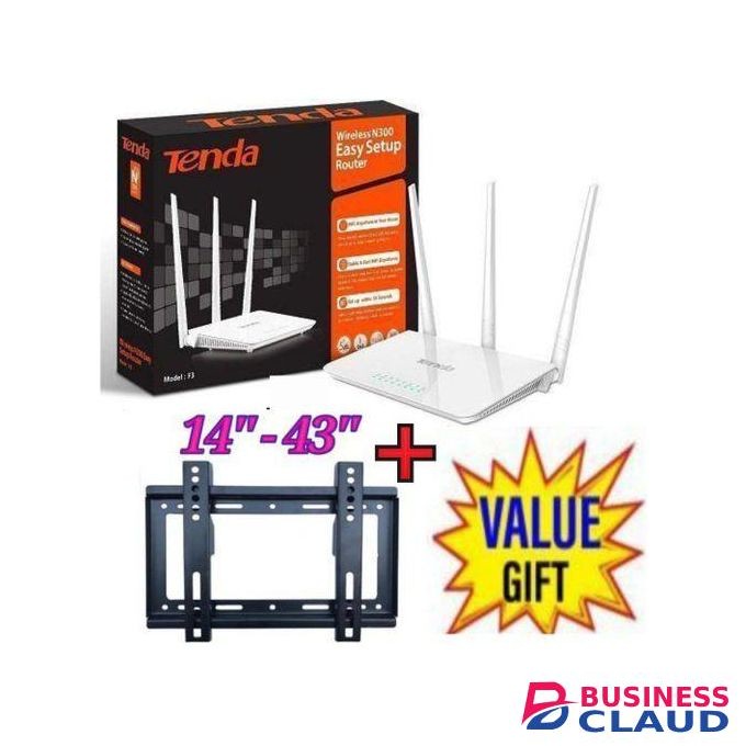 tenda F3 N300 300Mbps Wireless WiFi Router +14,22,24,32,39,40,42 &43 Inch TV Wall Mounting Bracket