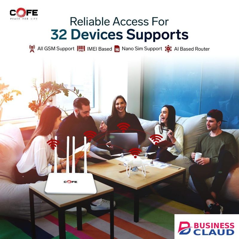 COFE 4G SIM WiFi 6 Router Speed Upto 300 Mbps Ai Based Auto-Switching Supports Type-C Internet & Power 4 Antenna Can Connect 32+ Devices. (CF-4G-05-CT4)