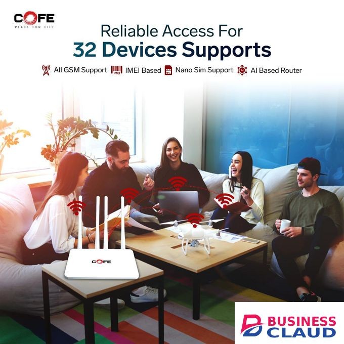 COFE 4G SIM WiFi 6 Router Speed Upto 300 Mbps Ai Based Auto-Switching Supports Type-C Internet & Power 4 Antenna Can Connect 32+ Devices. (CF-4G-05-CT4)