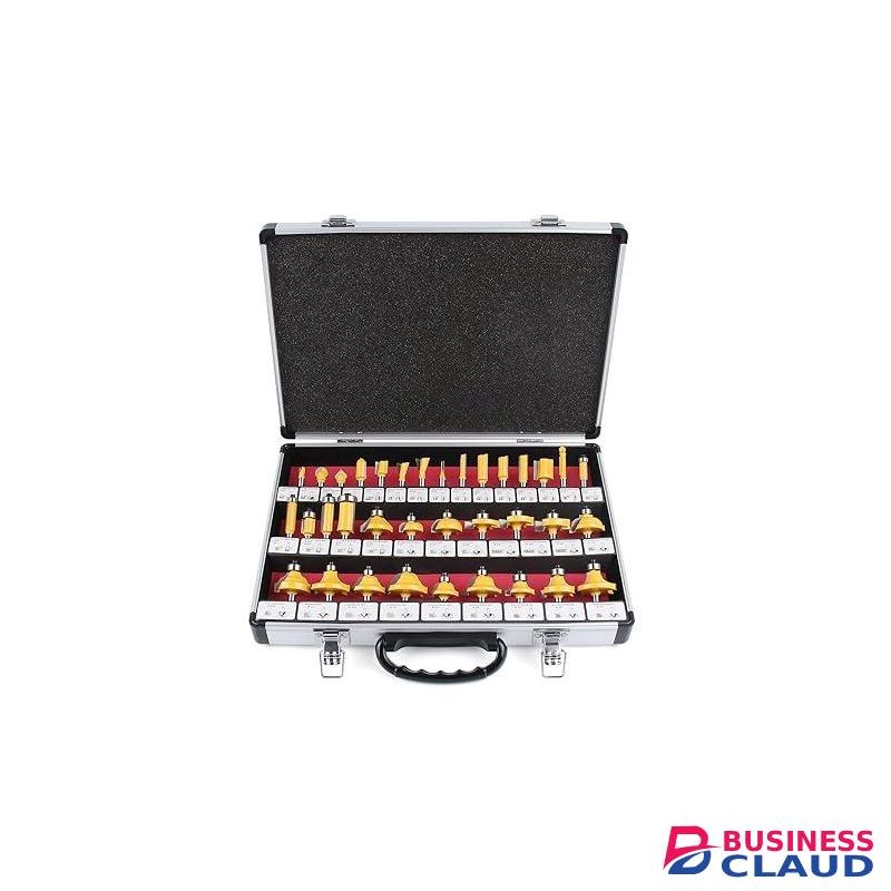 Router Bit Set 35 Pieces 1/4 Inch Shank Tungsten Carbide Tipped Router Bits for Professional Woodworkers and Beginners with Aluminum Alloy Storage Box