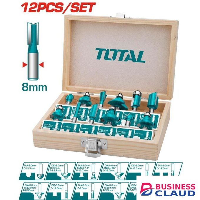 TOTAL TACSR1121 12pcs Router Bits Set(8mm)
