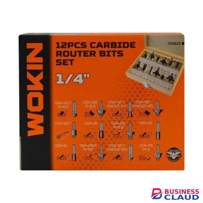 Wokin 755812 12 PCS CARBIDE ROUTER BITS SET