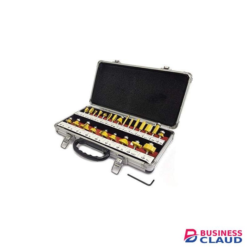 24 Pieces Tungsten Carbide Tipped Router Bit Set For Woodworking Beginners With Aluminum Alloy Storage Box