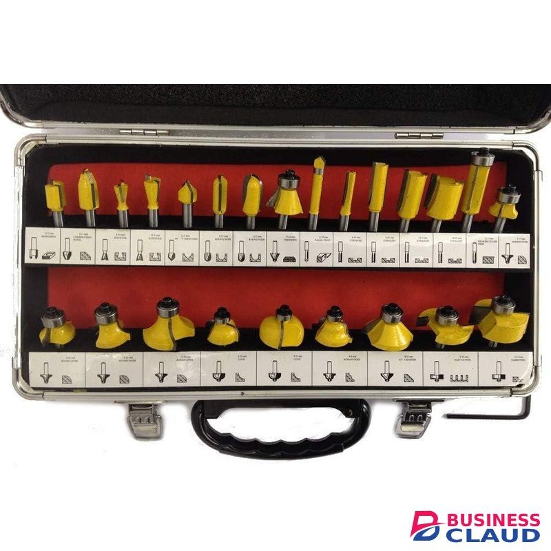 24 Pieces Tungsten Carbide Tipped Router Bit Set For Woodworking Beginners With Aluminum Alloy Storage Box