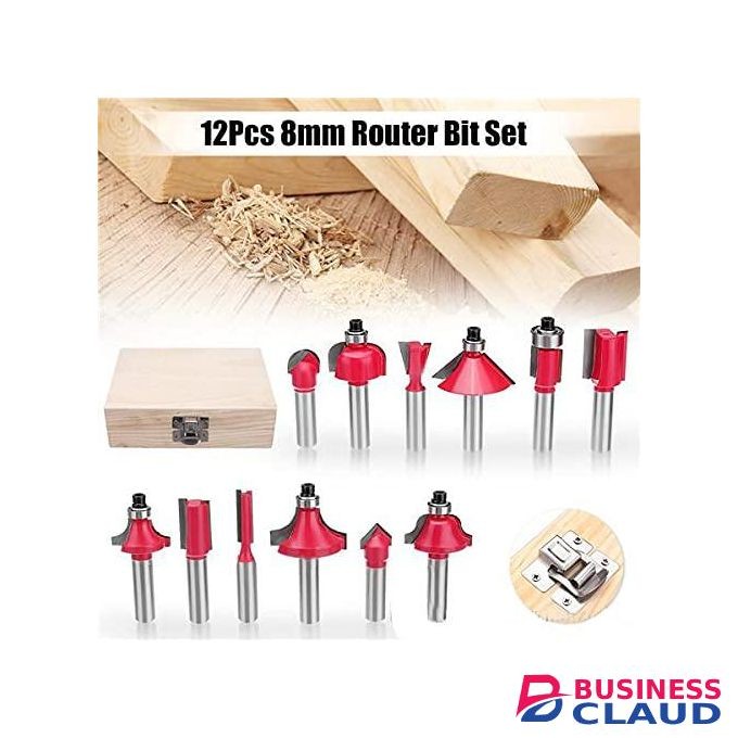 12pcs Router Bits Set With 8mm Shank - Professional-Grade Tungsten Carbide For Woodworking Efficiency