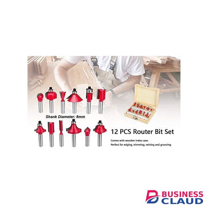 12pcs Router Bits Set With 8mm Shank - Professional-Grade Tungsten Carbide For Woodworking Efficiency