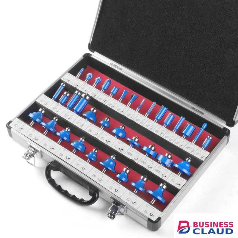 High Quality 35 Pieces Tungsten Carbide Tipped Router Bit Set 8mm Shank For Woodworking Beginners With Aluminum Alloy Storage Box