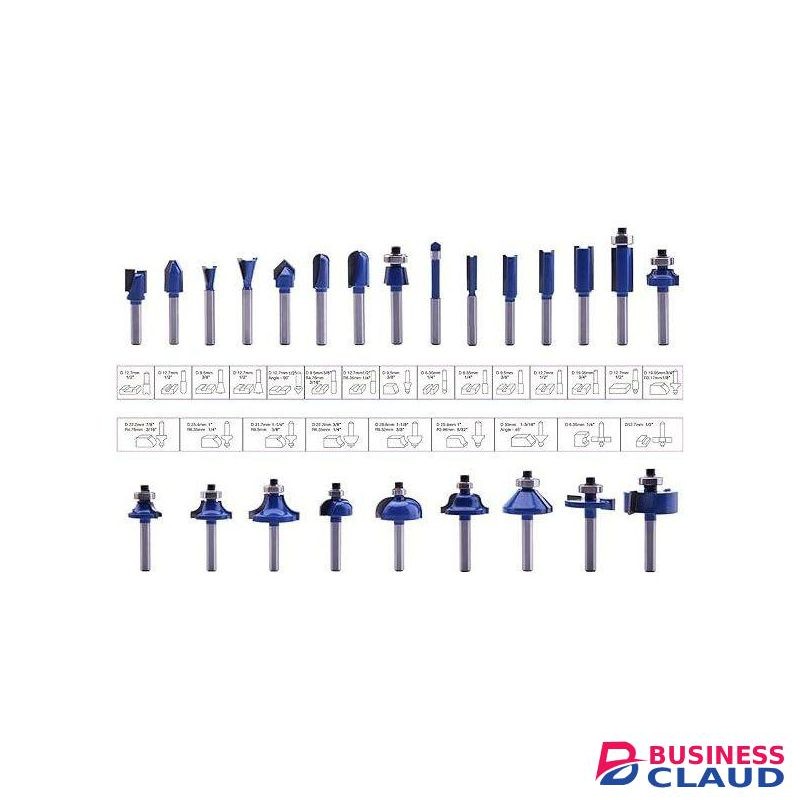 24 pieces Carbide Router Bits Set for Woodworking Project, Solid Woods, Hard Woods, Chipboard, MDF, DIY, and Carpenter