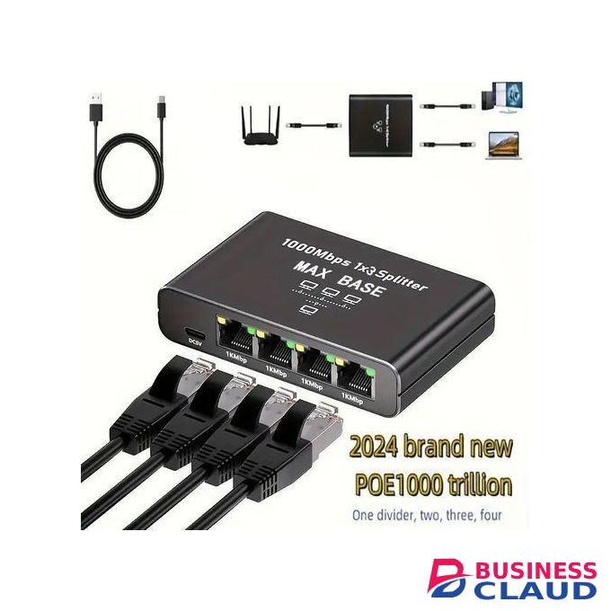 1 to 4 network splitter -- black