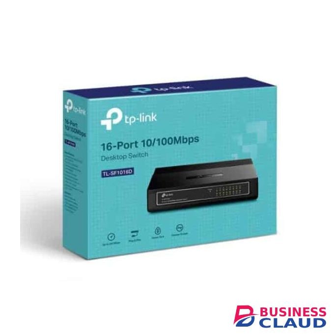 TPLink TP-Link TL-SF1016D 16-Port 10/100Mbps Desktop Switch – High-Speed Ethernet, Auto-MDI/MDIX, Plug & Play, Energy-Efficient Networking Hub