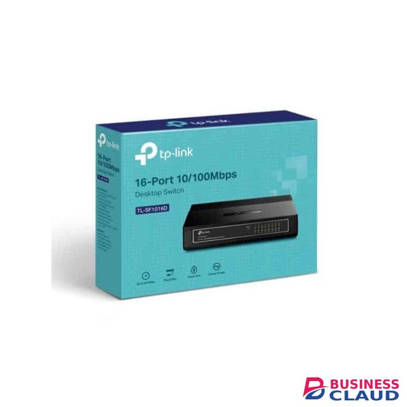 TPLink TP-Link TL-SF1016D 16-Port 10/100Mbps Desktop Switch – High-Speed Ethernet, Auto-MDI/MDIX, Plug & Play, Energy-Efficient Networking Hub