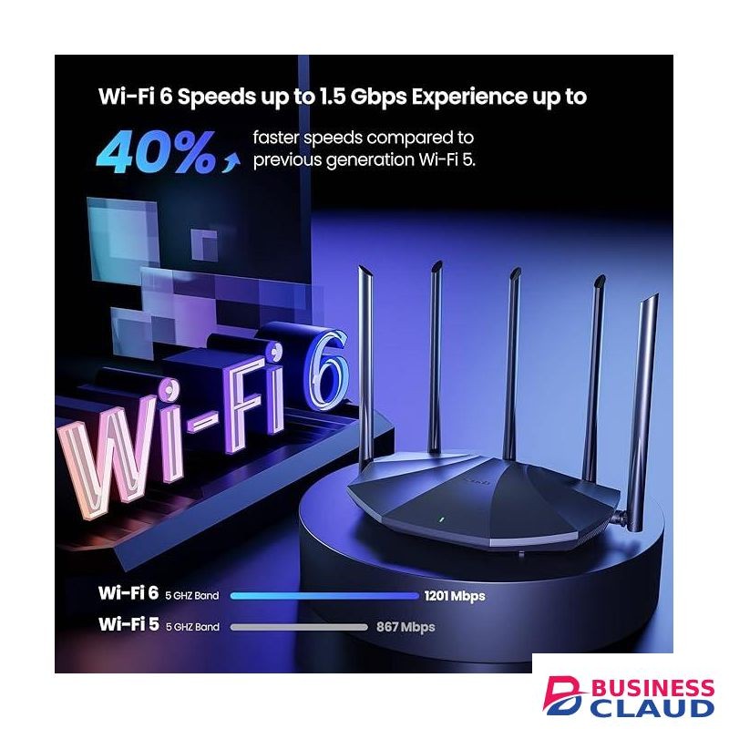 tenda TX2 Pro WiFi 6 AX1500 Smart WiFi Router, Dual Band Gigabit Wireless Internet WiFi 6 Router, 5 * 6dBi High-Gain Antennas, 3 Gigabit LAN Ports, WPA3+OFDMA+MU-MIMO (Black)