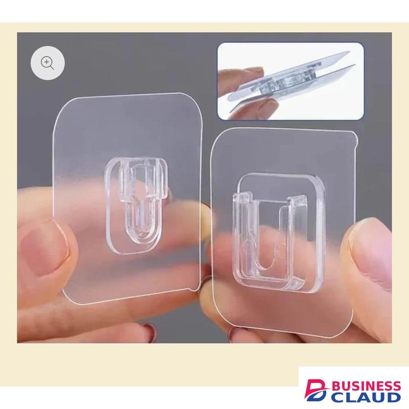 Double Sided Heavy Duty Wall Hooks Without Drilling for Power Strip Boxes, Internet Broadband Modem and Routers, Photo Frames, Clocks, Flower Pots, Home Office Kitchen Bathroom Items (10 Pairs)