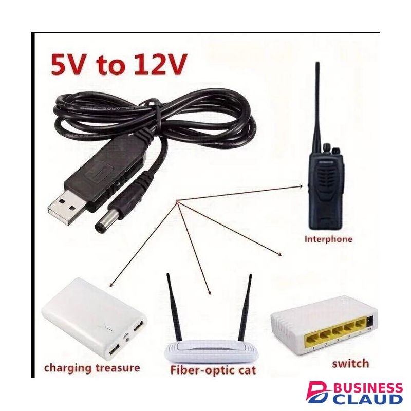 5V/9V/12V DC to USB for Routers - Boost Adapter Cable with Compatible USB-A Male Plug - Compatible for Power Banks, Car/Phone Chargers, Modems, TVs, Switch, Smartphones - DC Connect Male Plug-in (No Battery Required) ( SM )