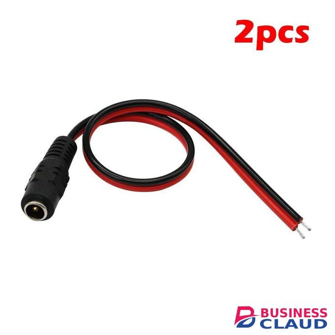 2pcs 5.5mm x 2.1mm DC Inline Female Socket With Cable 25cm Power Pigtail 18AWG Connector Plug, 12V 5A Barrel Jack Connector for CCTV Security Camera and Lighting Power Routers, LED strips