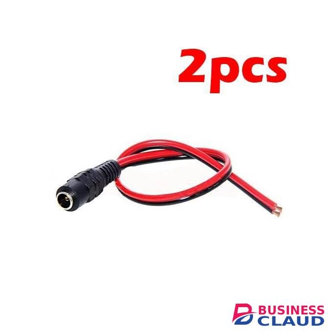 2pcs 5.5mm x 2.1mm DC Inline Female Socket With Cable 25cm Power Pigtail 18AWG Connector Plug, 12V 5A Barrel Jack Connector for CCTV Security Camera and Lighting Power Routers, LED strips