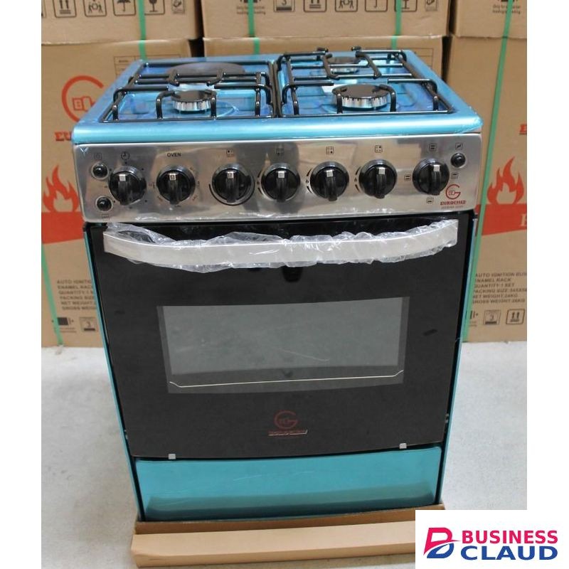 Eurochef 60*60, 3 Gas Jet Burners + 1 Hot Plate, Rotisserie, Electric Oven Free Standing Gas Cooker