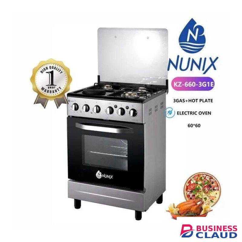 Nunix 60*60 3 Gas+1 hot plate Free standing cooker+1YEAR WARRANTY