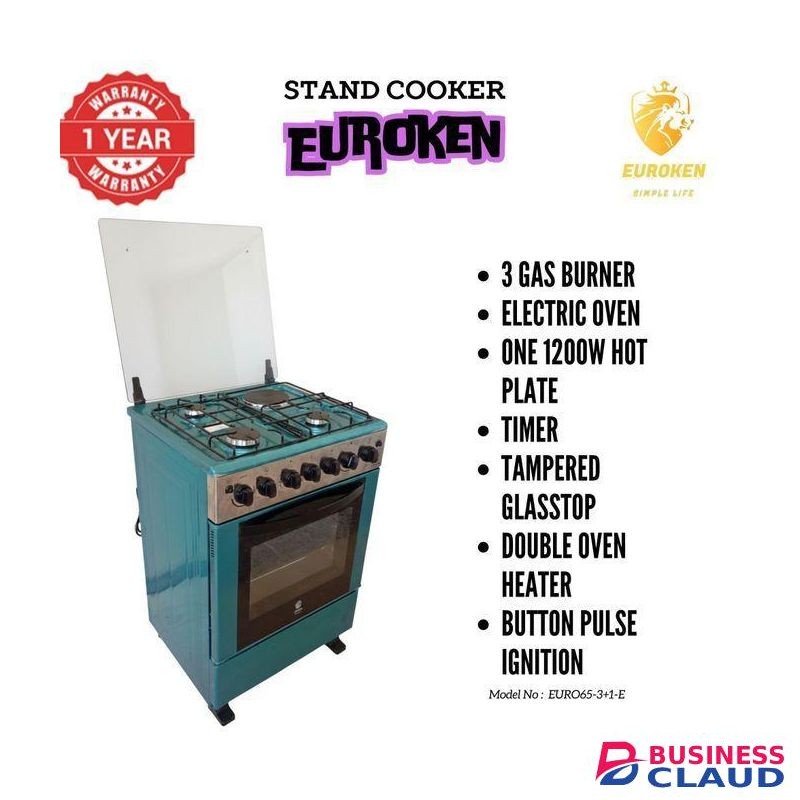 Euroken 60*60 3+1 Cooker Electric Oven Glass Top 1 YR Warranty