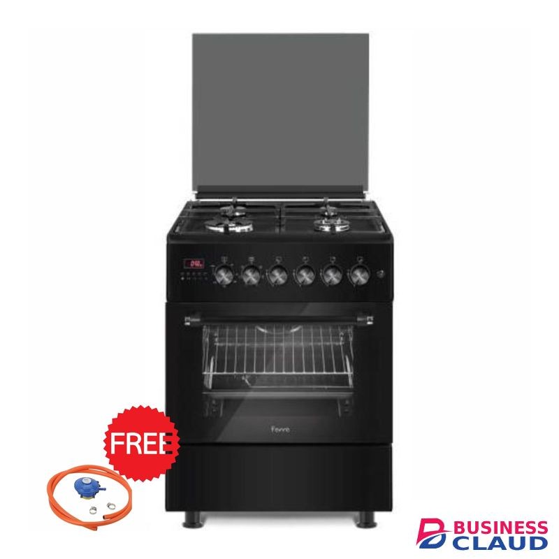 Roch 60X60CM Cooker 3Gas +1 Electric Htplate with Electric Oven Jet Valve Burner Stainless Steel hob Glass Top Cover 1yr Warranty