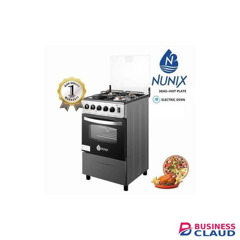 Nunix FREE Standing Cooker, 3 Gas+1 Hot Plate with Electric Oven